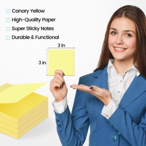 (16 Pack) Sticky Notes 3x3 in Canary Yellow, Clean Removal, Recyclable, Self-Stick Pads, Easy to Post for Home, Office, Notebook