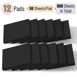 Mr. Pen- Sticky Notes, 12 Pads, Sticky Notes 3"x3", Black Sticky Notes, Sticky Notes, Sticky Note Pads, Stick Notes, Sticky Pad, Pack, 3x3 Sticky Notes, Sticky Notes Bulk