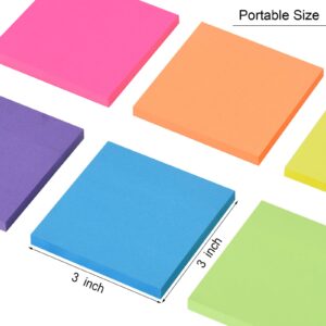 (12 Pack) Sticky Notes 3x3 Inches, ZCZN Neon Color Self-Stick Note Pads, Colorful Sticky Notes Bulk, Easy to Post for Home, Office, School - 60 Sheets/Pad