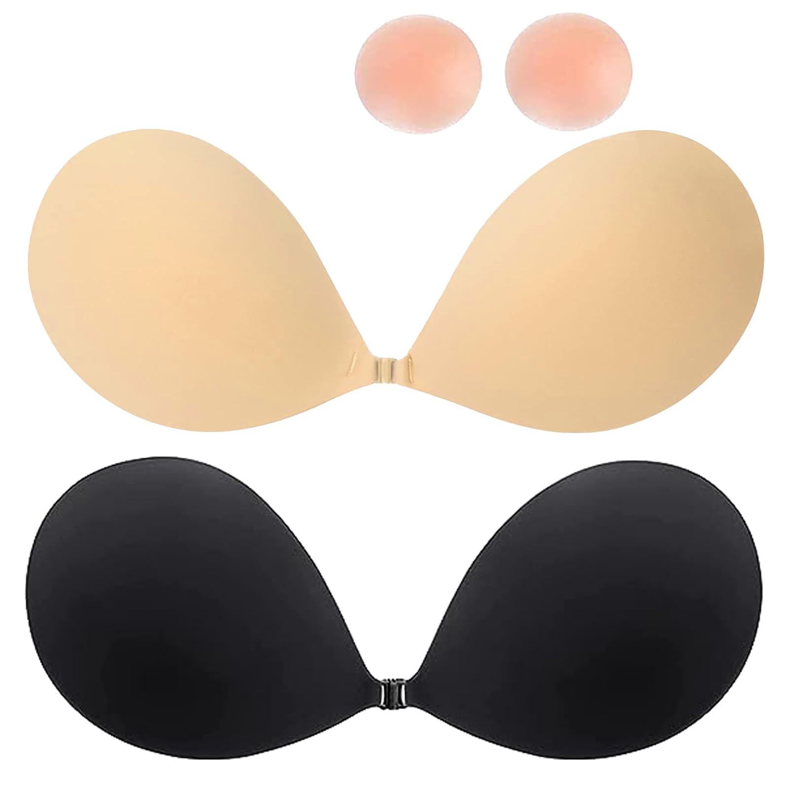 Albrta Sticky Bra, 2 Pairs Adhesive Bra, 2023 Upgrade Sticky Bras for Women Push Up, Invisible Sticky Boobs, Backless Strapless Bras for Women with Nipple Covers C