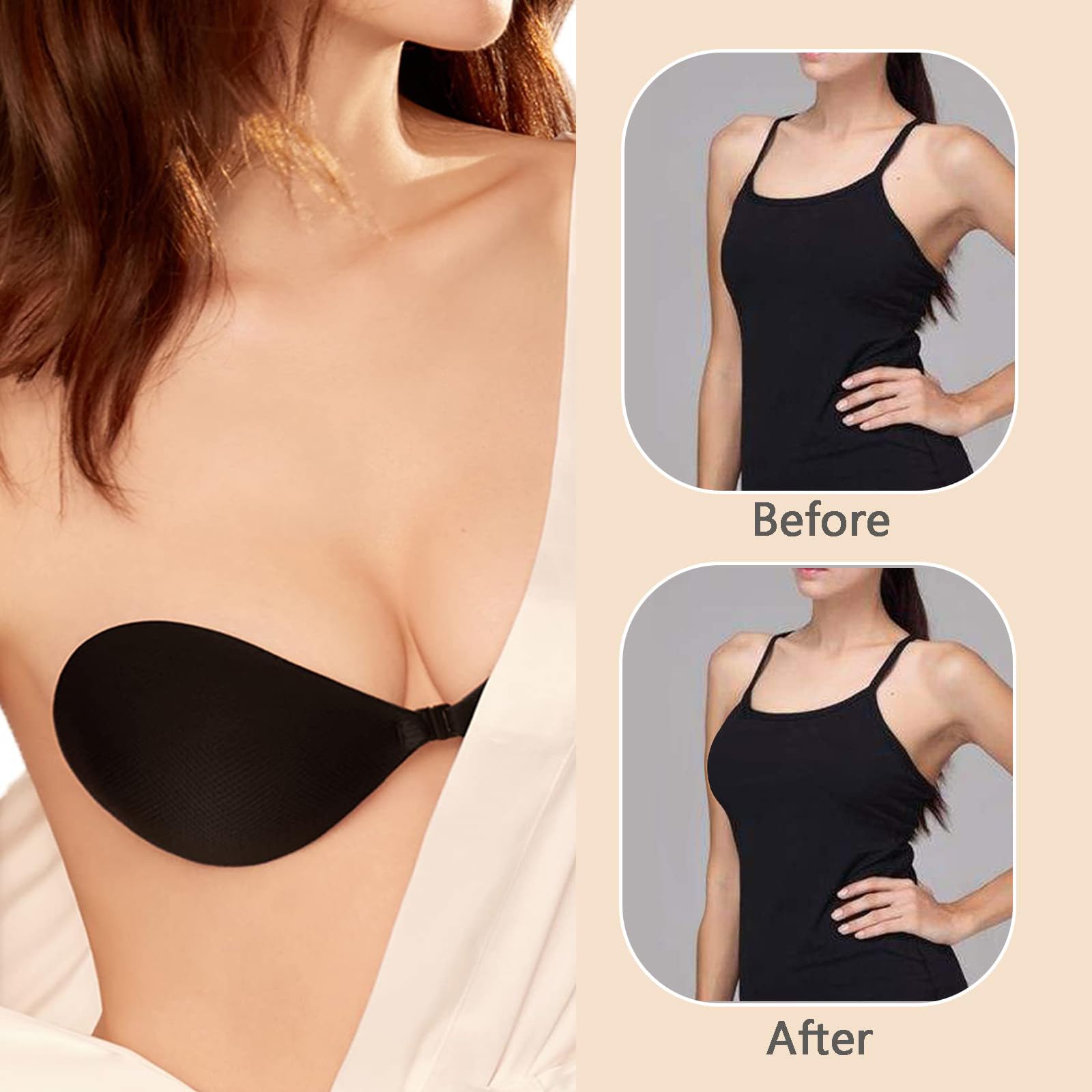 Albrta Sticky Bra, 2 Pairs Adhesive Bra, 2023 Upgrade Sticky Bras for Women Push Up, Invisible Sticky Boobs, Backless Strapless Bras for Women with Nipple Covers C