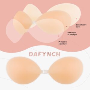 DAFYNCH Adhesive Bra Push Up Sticky Bra Silicone Bra Cups Invisible Bras Backless Strapless Reusable Bra for Women(B) Nude