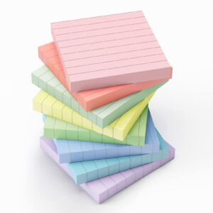 eoout lined sticky notes 3x3, 8 pads, 800 sheets in total, super adhesive memo pads, easy to post notes for study, work, and daily life