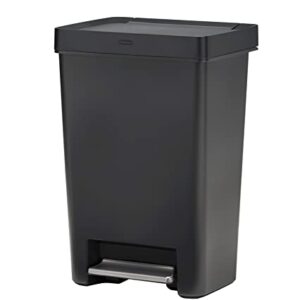 Rubbermaid Premier Series II Step-On Trash Can for Home and Kitchen, with Lid Lock and Slow Close, 13 Gallon, Charcoal