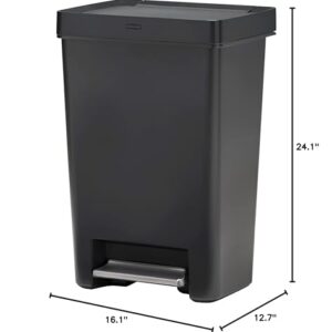 Rubbermaid Premier Series II Step-On Trash Can for Home and Kitchen, with Lid Lock and Slow Close, 13 Gallon, Charcoal