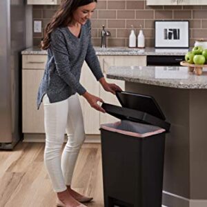 Rubbermaid Premier Series II Step-On Trash Can for Home and Kitchen, with Lid Lock and Slow Close, 13 Gallon, Charcoal