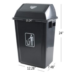 Dehouse 13 Gallon Plastic Trash Can with Swing Lid, 4-Pack Large Kitchen Swing-Top Garbage Can, Gray