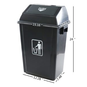 Lesbin 4-Pack 13 Gallon Kitchen Trash Can with Lid, Plastic Garbage Bin for Kitchen, Gray