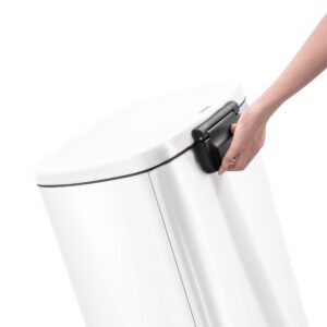 QUALIAZERO 50L/13Gal Heavy Duty Hands-Free Stainless Steel Commercial/Kitchen Step Trash Can, Fingerprint-Resistant Soft Close Lid Trashcan, Rectangle Shape (50L Rectangle White)