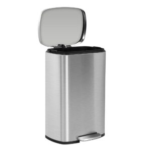 Bigacc Kitchen Trash Can Large Garbage Can 13 Gallon Trash Can with Lid Stainless Steel Step Trash Can 50L Wastebasket for Kitchen Bathroom Trash can, Silver/Nickel