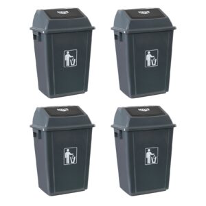 morcte 4-pack 13 gallon kitchen trash can with swing lid, plastic kitchen garbage can, gray