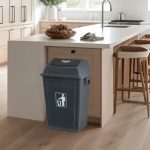 Morcte 4-Pack 13 Gallon Kitchen Trash Can with Swing Lid, Plastic Kitchen Garbage Can, Gray