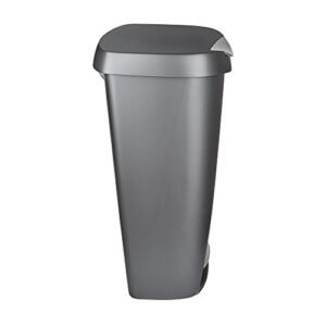 Umbra Brim Kitchen Trash Can 13 Gallon (50L) Waste Bin with Lid, Silver