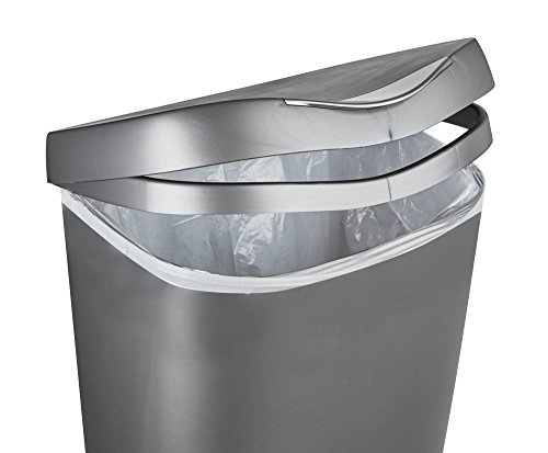 Umbra Brim Kitchen Trash Can 13 Gallon (50L) Waste Bin with Lid, Silver