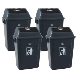 Rosebloom 13 Gallon Kitchen Trash Can with Swing Top, Plastic Swing Top Garbage Can, 4 Packs