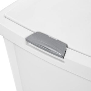 Sterilite 13 Gallon TouchTop Wastebasket Trash Can Garbage Recycle Bin with Titanium Latch for Kitchen, Garage, Basement, or Office, White (8 Pack)