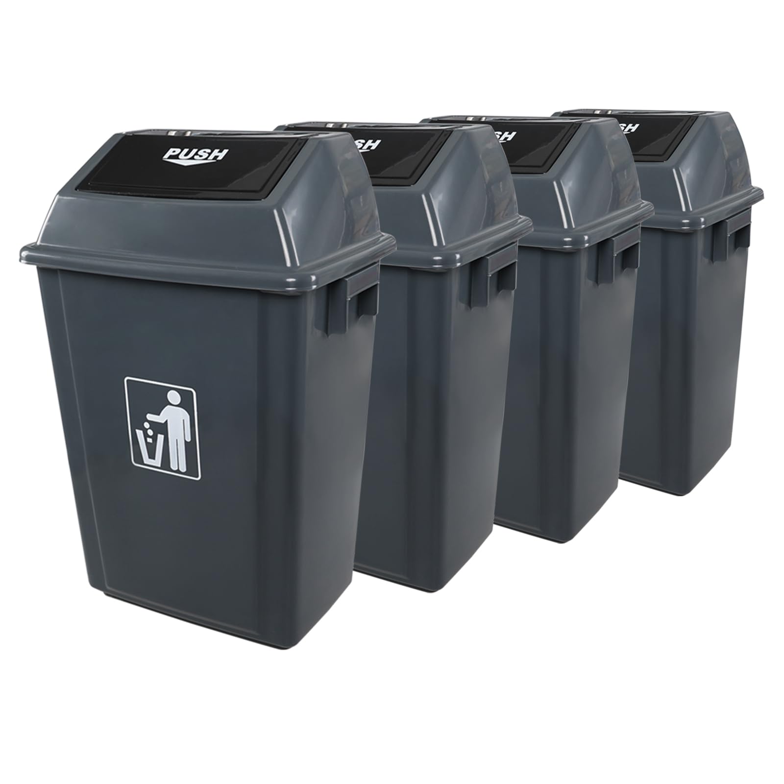 Vcansay 13 Gallon Plastic Kitchen Trash Can with Lid, Pack of 4