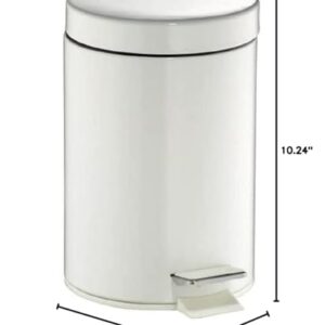 WESCO 103 103012-01 Pedal-Type Trash Can, White, Size: Diameter 6.7 x Height 10.2 inches (17 x 26 cm), Pedal Bin 3L