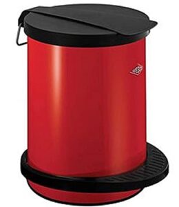 wesco 111 111212-02 pedal-type trash can, red, size: diameter 10.2 x height 13.6 inches (26 x 34.5 cm), pedal bin 13l