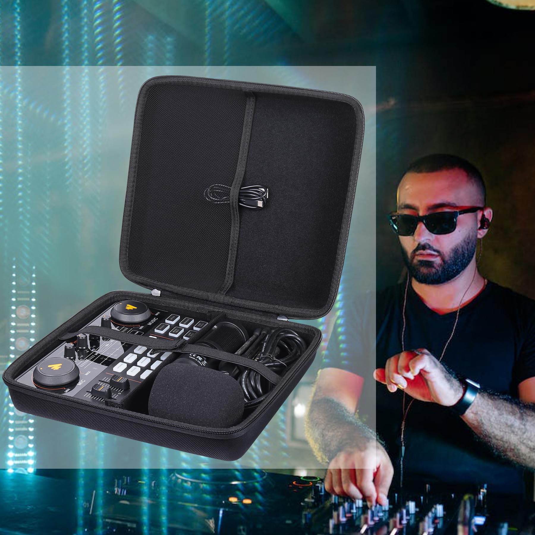 Khanka Hard Travel Case Replacement for Podcast Equipment Bundle-MAONO MaonoCaster Lite -Audio Interface-All in One-Podcast Production Studio,Case Only.