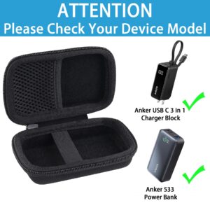 khanka Hard Travel Case for Anker 3-in-1 Fast Charging Charger with Built-in USB-C Cable/Anker 533 Power Bank/Anker Nano Power Bank,10000mAh Portable Charger (PD 30W max. Leistung),Case Only(Black)