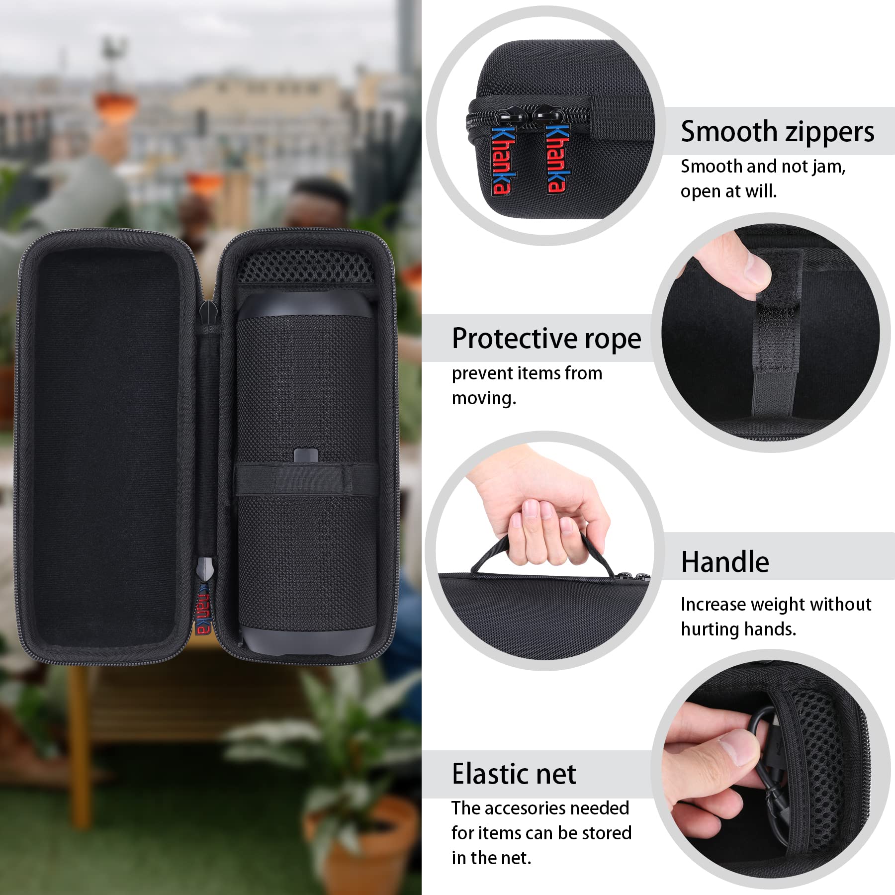 khanka Hard Travel Case Replacement for RIENOK Portable Bluetooth Speaker 30W, Case Only