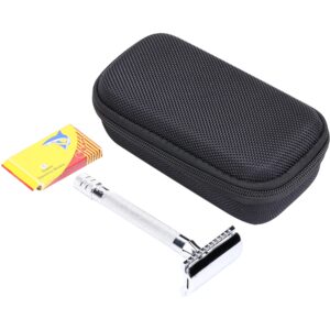 Khanka Hard Travel Case replacement for WEISHI Double Edge Safety Razor/Merkur Long Handled Safety Razor Black