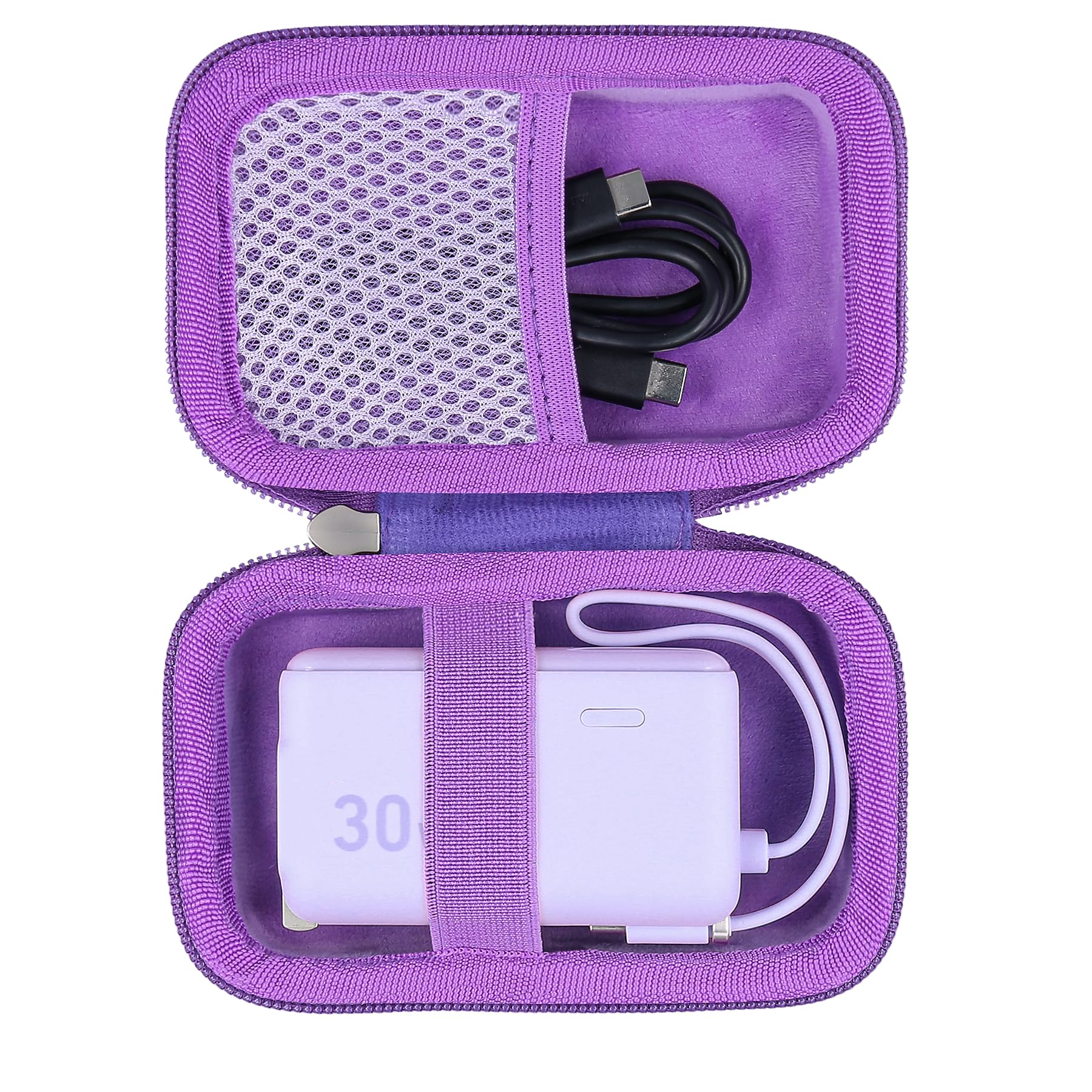 khanka Hard Travel Case for Anker 3-in-1 Fast Charging Charger with Built-in USB-C Cable/Anker 533 Power Bank/Anker Nano Power Bank,10000mAh Portable Charger (PD 30W max. Leistung),Case Only(Purple)