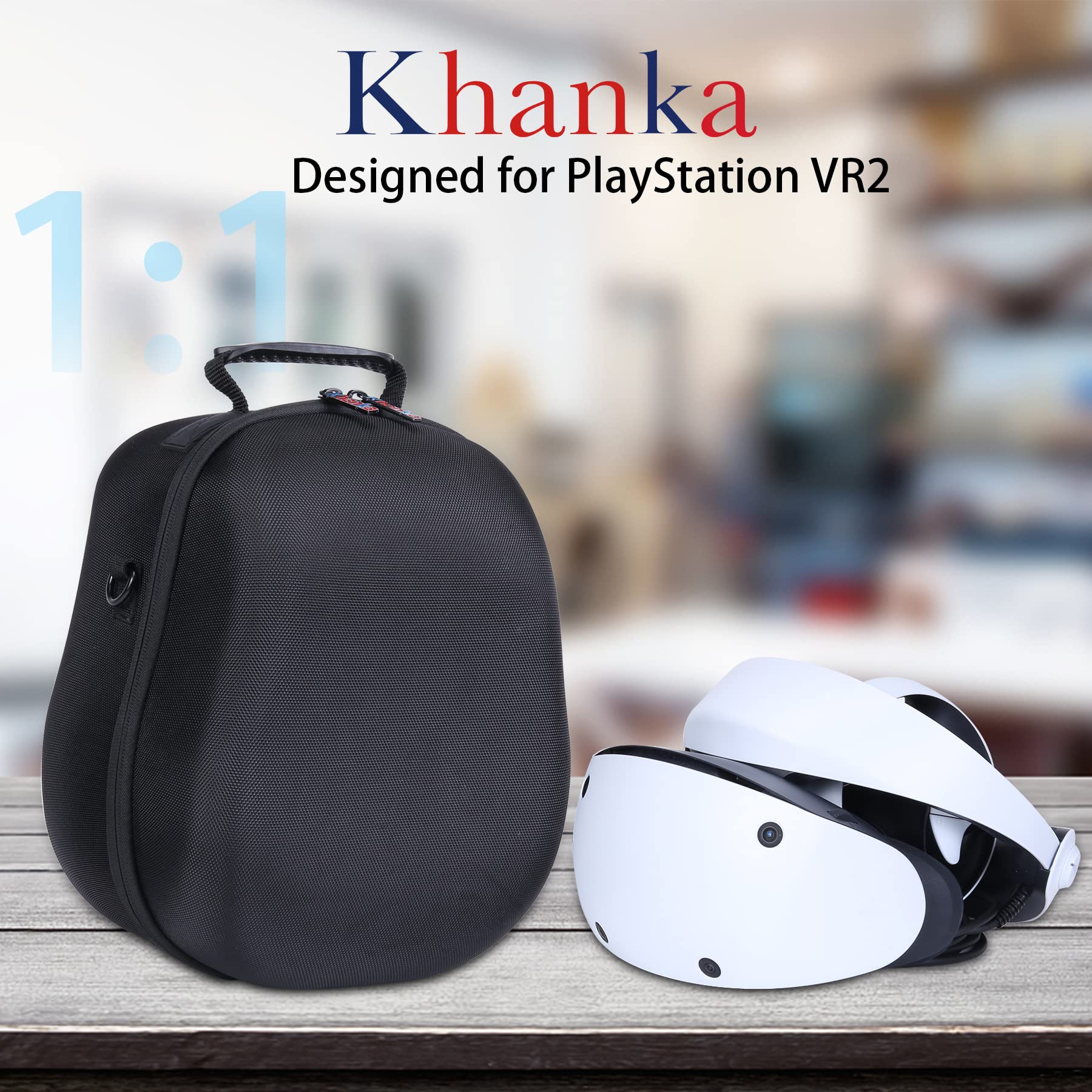 khanka Hard Travel Case Replacement for Sony PlayStation VR 2, Carrying Case with Shoulder Strap and Lens Protector Cover, Compatible for PSVR2 Controller and PSVR2 Headset (Black)