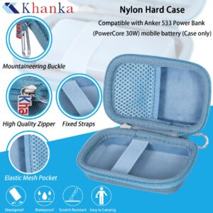 khanka Hard Travel Case for Anker 3-in-1 Fast Charging Charger with Built-in USB-C Cable/Anker 533 Power Bank/Anker Nano Power Bank,10000mAh Portable Charger (PD 30W max. Leistung),Case Only（Blue）