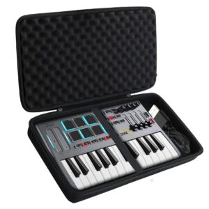 khanka hard travel case replacement for donner dmk 25 midi keyboard controller music mini key with 8 backlit drum pads, 4 knobs 4 control faders midi controller,case only