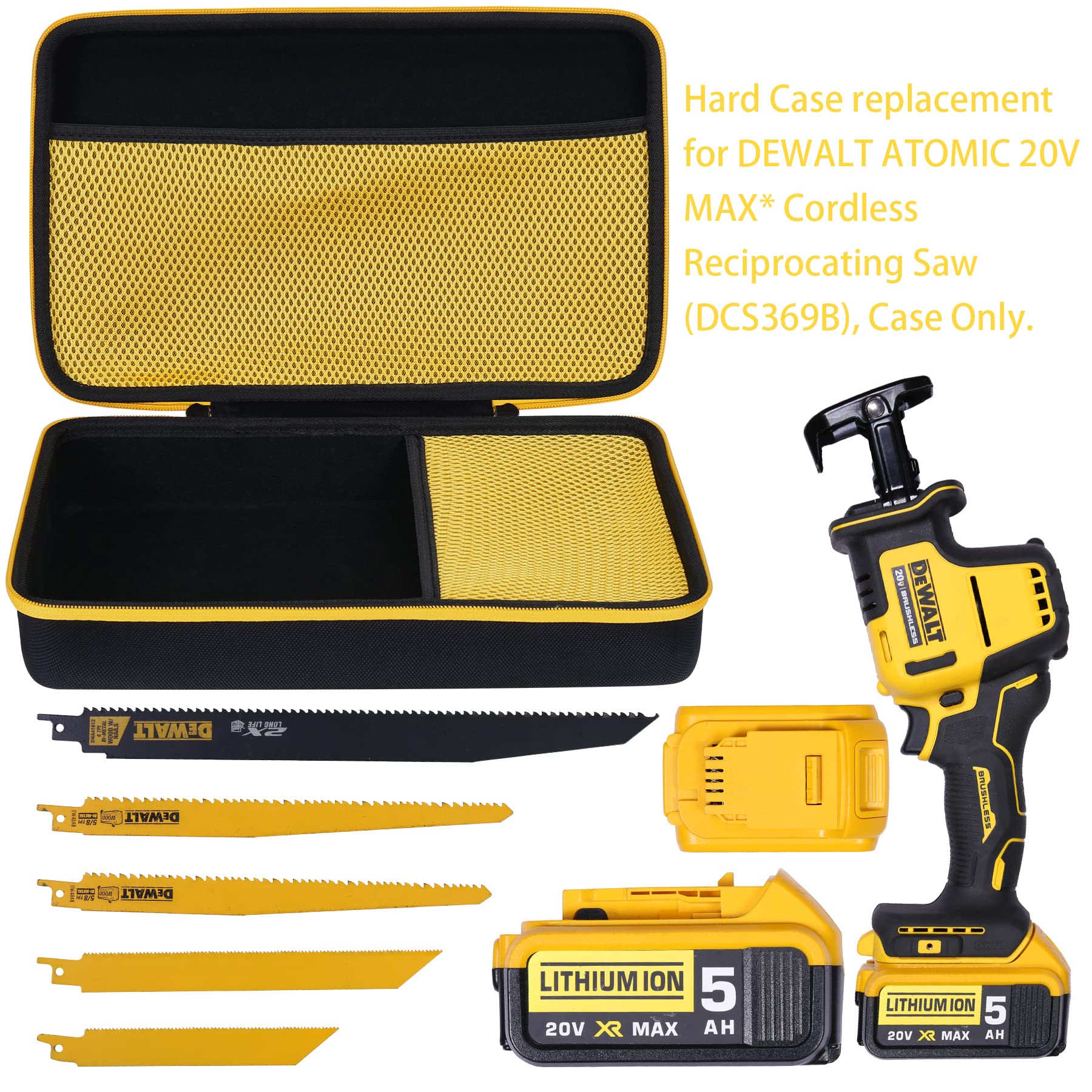 Khanka Hard Case replacement for DEWALT ATOMIC 20V MAX* Cordless Reciprocating Saw (DCS369B), Case Only