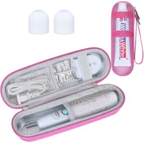 khanka hard electric toothbrush travel case with 2 pack toothpaste cap, compatible with philips sonicare protectiveclean 4100 5100 5300 6100 6500, holds oral-b pro 1000 3000 5000 6000 (pink)
