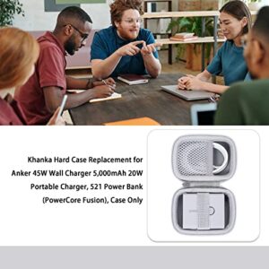 khanka Hard Case Replacement for Anker 45W Wall Charger 5,000mAh 20W Portable Charger, 521 Power Bank (PowerCore Fusion), Case Only (White)