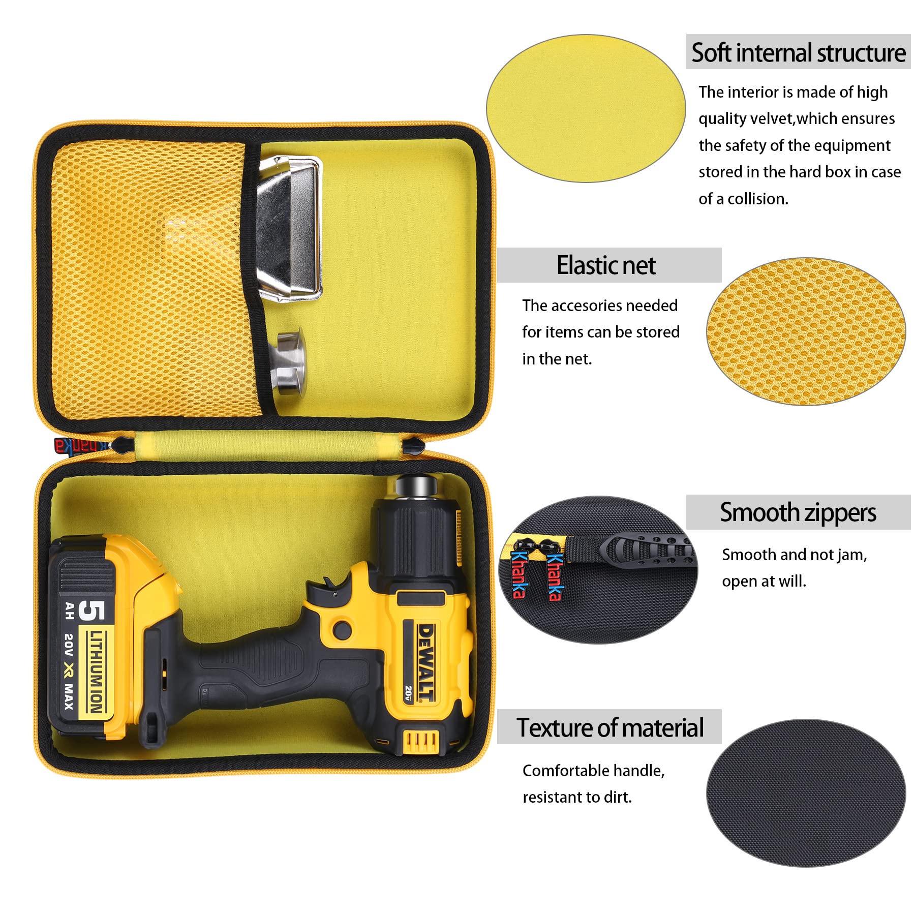 khanka Hard Storage Case Replacement for DEWALT 20V MAX Cordless Heat Gun (DCE530B), Case Only