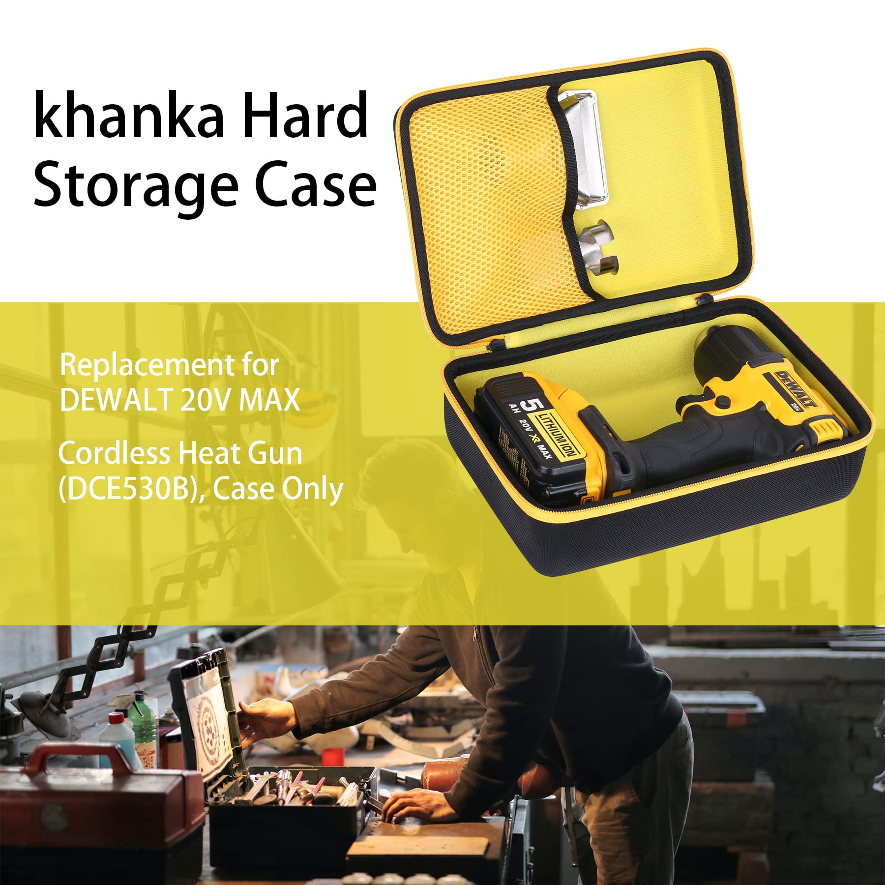 khanka Hard Storage Case Replacement for DEWALT 20V MAX Cordless Heat Gun (DCE530B), Case Only