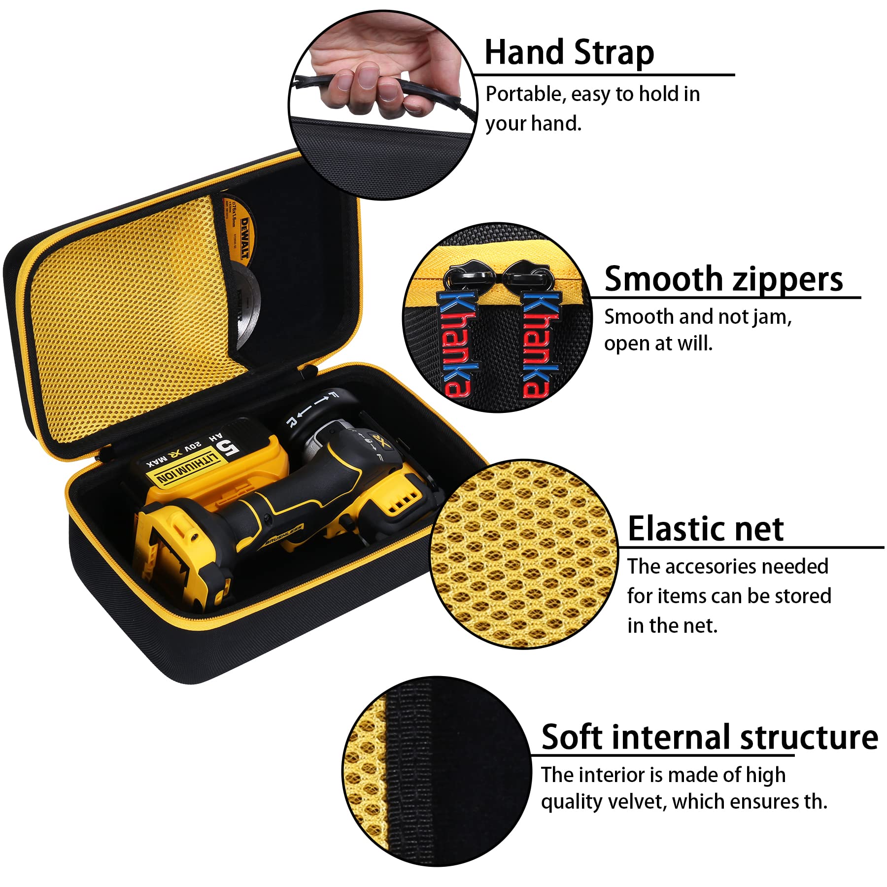 khanka Hard Carrying Case Replacement for DEWALT 20V MAX 3 in 1 Brushless Cut Off Tool (DCS438B), Case Only