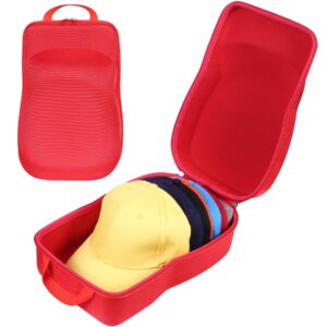 khanka Hard Storage Carrying Case Compatible with Baseball Caps This Organizer Holder Protects up to 8 Hats (Red)