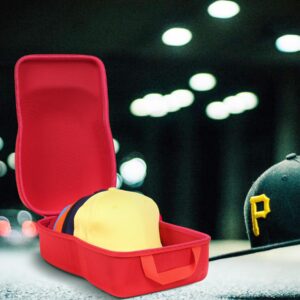 khanka Hard Storage Carrying Case Compatible with Baseball Caps This Organizer Holder Protects up to 8 Hats (Red)