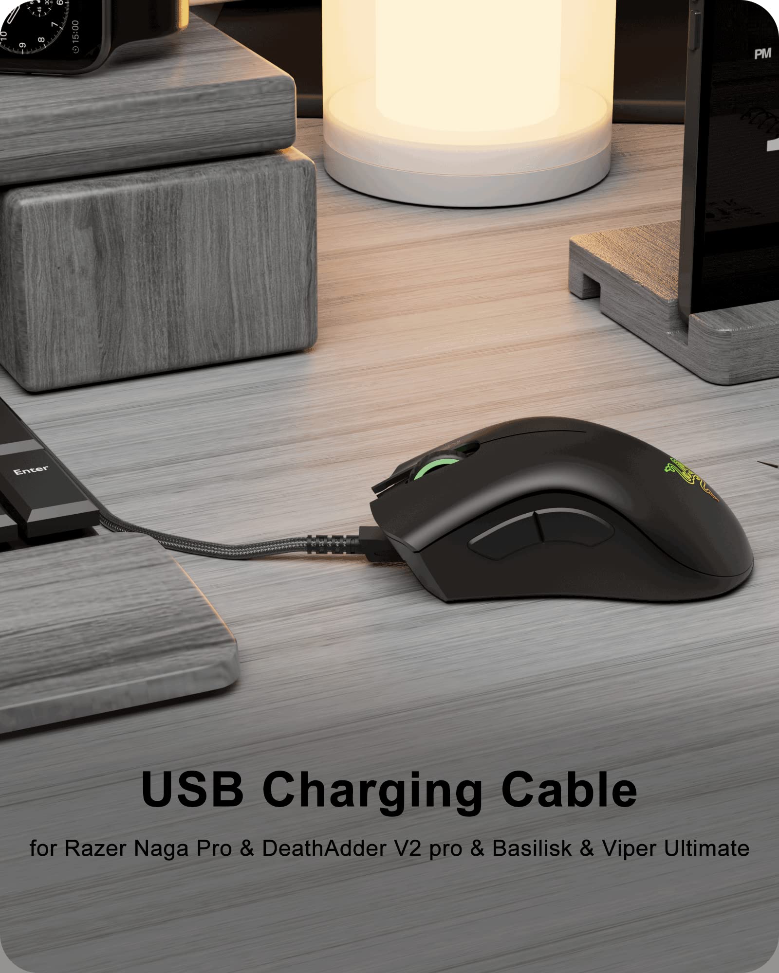 VHBW USB Charging Cable Replacement for Razer Mouse Charger, compatible with Razer Naga Pro & DeathAdder V2 pro & Basilisk & Viper Ultimate Wireless Gaming Mouse 【5.9ft Long】