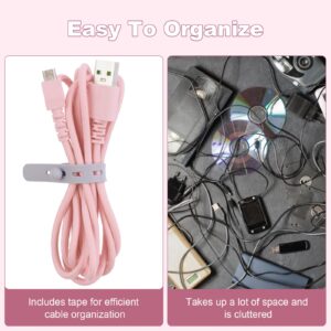 Toxaoii USB Braided Mouse Charging Cable Cord Compatible with Razer Naga Pro, DeathAdder V2 Pro, Basilisk, Viper Ultimate Wireless Gaming Mouse, Pink