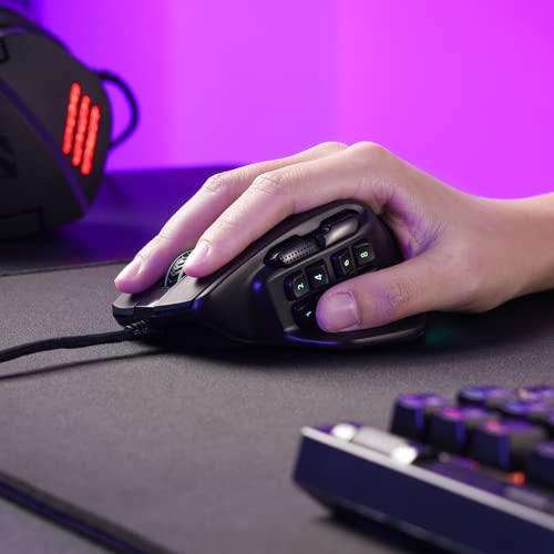 Redragon M811 Aatrox MMO Gaming Mouse, 15 Programmable Buttons Wired RGB Gamer Mouse w/Ergonomic Natural Grip Build, 10 Side Macro Keys, Software Supports DIY Keybinds & Backlit