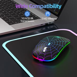 Wireless Mouse, Led Mouse Portable Mobile Optical Cordless Mouse with USB and Type C Receiver, 3 Adjustable DPI Wireless Computer Mouse for Mac Book, Laptop, Desktop,Windows, PC - Black