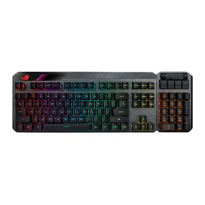 asus rog claymore ii wireless modular gaming mechanical keyboard (rog rx switches, detachable numpad & wrist rest for tkl 80%/100%, aura sync, media controls, fast charge, usb 2.0 passthrough)-black