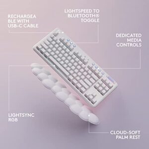 Logitech G715 Wireless Mechanical Gaming Keyboard with LIGHTSYNC RGB, LIGHTSPEED, Linear Switches (GX Red), and Keyboard Palm Rest, PC/Mac Compatible - White Mist