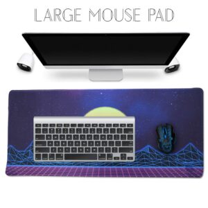 Imegny Large Gaming Mouse Pad, Extended XXL Desk Pad & Non-Slip Rubber Mat for Mice and Keyboard with Stitched Edges （90x40 zisesun011）