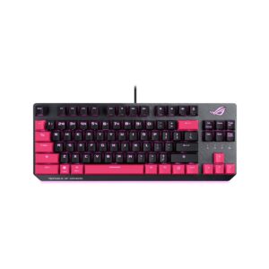 asus rog strix scope tkl electro punk mechanical gaming keyboard, cherry mx red switches, 2x wider ctrl key for greater fps precision, gaming keyboard for pc, aura sync rgb lighting, quick-toggle,pink