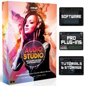 audio software audacity and professional daw music podcast editor, recorder, converter for windows and mac with plug-ins, ai, virtual instruments | 32gb usb bundle