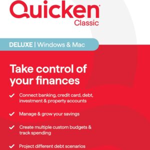 Quicken Classic Deluxe, Personal Finance Software - Take control of your finances - 1 Year Subscription (Windows/Mac) [Key Card]