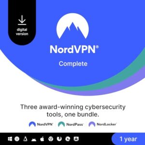 nordvpn complete - 1-year - vpn & cybersecurity software bundle — block online threats, manage passwords, and store files in secure cloud storage - pc/mac/mobile [online code]